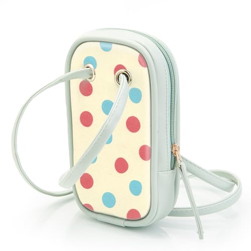 SACCI MUCCI Phone Pouch, Mobile Bag, Women's Wallet Sling Crossbody Bag for Mobile Cell Phone, Crossbody Phone Bag - Cute Polka (Mint green) - SaumyasStore