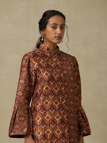 Aarke Ritu Kumar Brown Printed Jacket - SaumyasStore