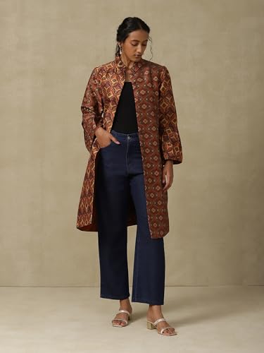 Aarke Ritu Kumar Brown Printed Jacket - SaumyasStore