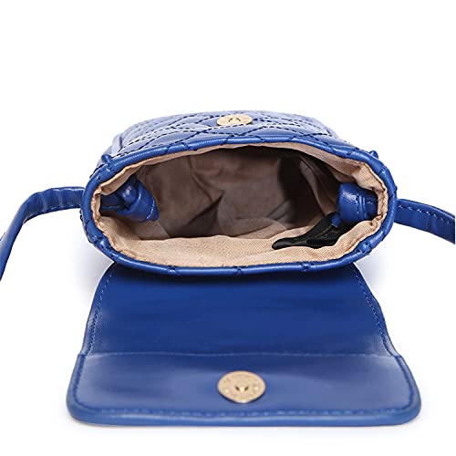 KLEIO PU Quilted Leather Multifunctional Mobile Sling Bag (Royal Blue) for Women with Adjustable Crossbody Strap | Mobile Pouch for Girls to Carry Cash, Cards for Travel & Everyday Use - SaumyasStore