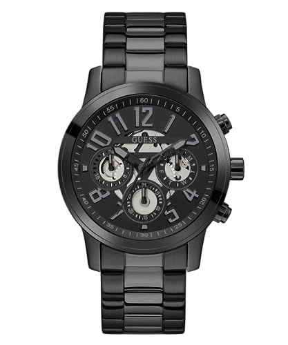 GUESS Men Black Round Stainless Steel Dial Analog Watch - SaumyasStore