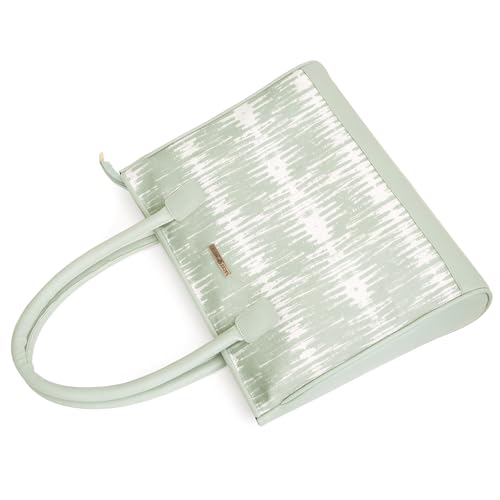 SACCI MUCCI Women's Tote Bag | Tote Bags For Women with Padded Laptop Compartment | Big Shoulder Bag for Office- Bamboo Tie Dye Print (Mint Green) - SaumyasStore