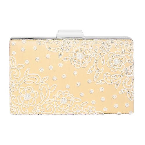 Peora Cream Clutch Purses for Women Handmade Evening Sling Handbag Stylish Bridal Fashion Clutch Bag for Girls - SaumyasStore
