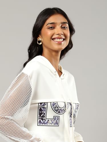 Label RITU KUMAR White Solid Sweatshirt - SaumyasStore