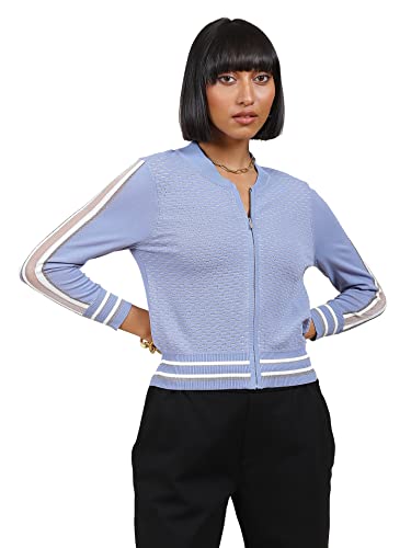 Label RITU KUMAR Powder Blue Front Open Jacket - SaumyasStore