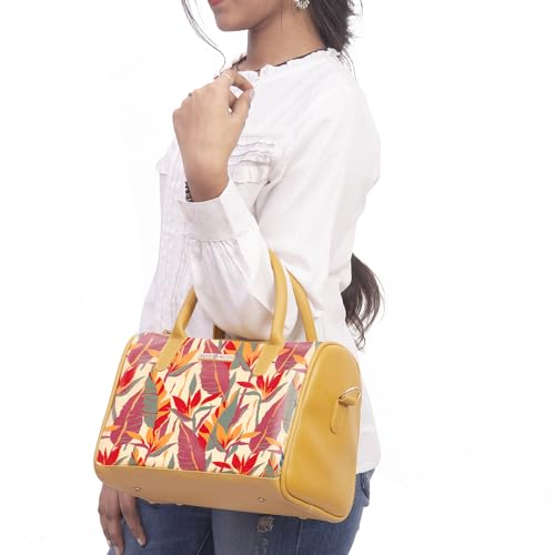 SACCI MUCCI Women's Handbag | Women's Tote Bag | Women's Top-Handle Bags | Women's Satchels | Women's Hobos & Shoulder Bags- Exotic Jungle (Mustard) - SaumyasStore