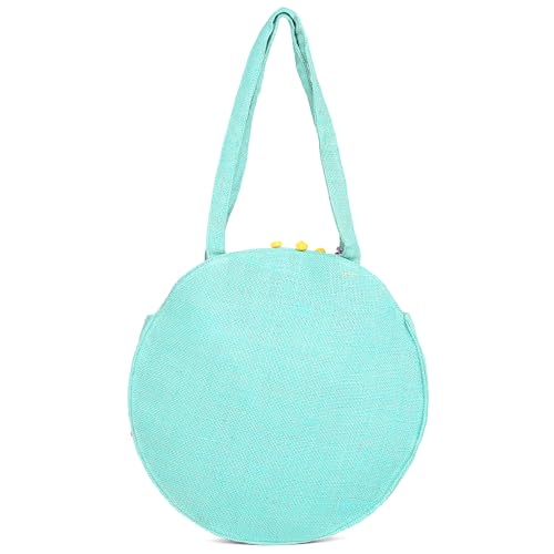 Boho Girl Multicolor Cotton Chateau Rose Beaded Round Tote | Boho Beach Handbags For Women and Girls - SaumyasStore