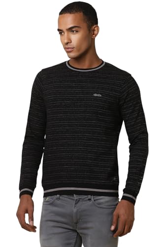 Allen Solly Men's Cotton Classic Pullover Sweater (ALSTARGFE34144_Black - SaumyasStore