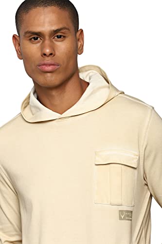 Allen Solly Solid Cotton Regular Fit Mens Sweatshirt (Beige,Large) - SaumyasStore