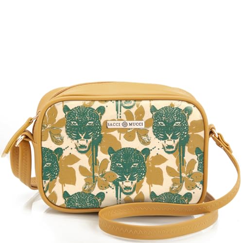 SACCI MUCCI Stylish Box Sling Bag for girls | Side Purse for Women Stylish Latest | Cross Body Sling Box Bags for Girls - Wild Print (Mustard) - SaumyasStore