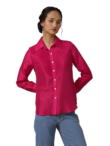 Aarke Ritu Kumar Magenta Solid Shirt - SaumyasStore