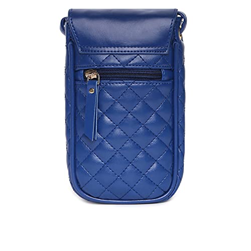 KLEIO PU Quilted Leather Multifunctional Mobile Sling Bag (Royal Blue) for Women with Adjustable Crossbody Strap | Mobile Pouch for Girls to Carry Cash, Cards for Travel & Everyday Use - SaumyasStore