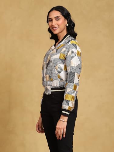 Label RITU KUMAR Silver Jacquard Jacket - SaumyasStore