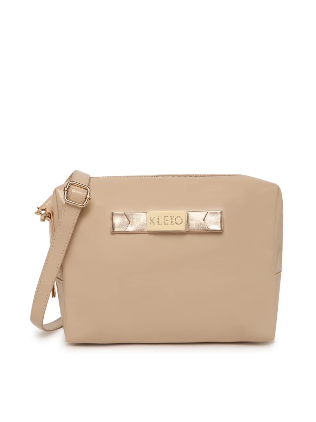 KLEIO Patent PU Leather Sling Crossbody Pouch for Women and Girls (HO8061KL-CR)(CREAM) - SaumyasStore