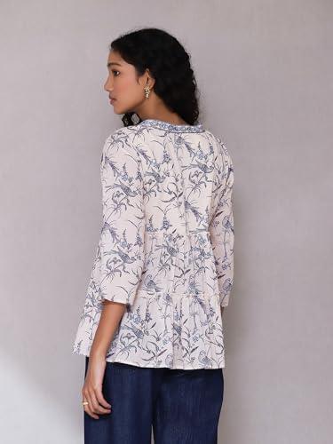 Aarke Ritu Kumar Ecru Printed Top - SaumyasStore
