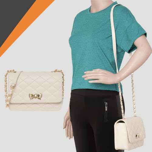 ADISA Women's Girls Quilted Cross Body Sling Bag (SL5059-Off White) - SaumyasStore