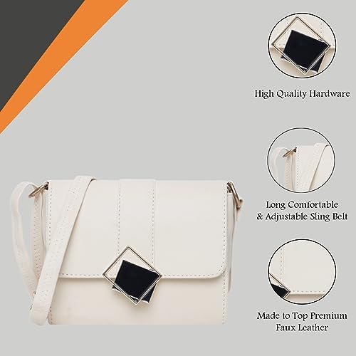 ADISA Women's Girls Party Sling Bag Crossbody (Cream) - SaumyasStore