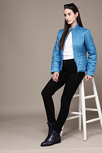 Label RITU KUMAR Blue Solid Puffer Jacket - SaumyasStore