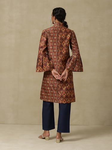 Aarke Ritu Kumar Brown Printed Jacket - SaumyasStore