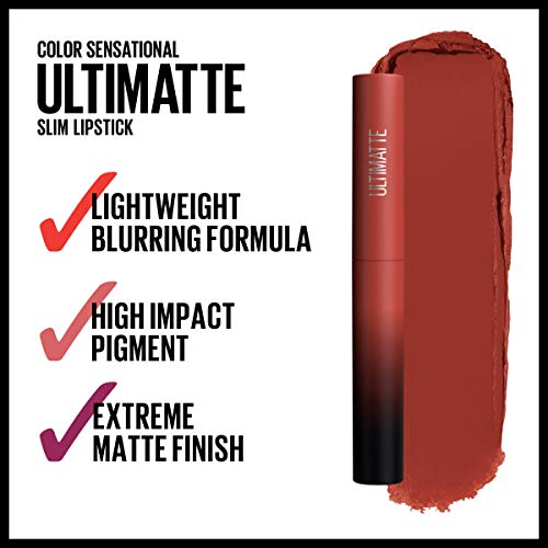Maybelline Color Sensational Ultimatte Matte Lipstick, Non-Drying, Intense Color Pigment, More Rust, Rusty Red, 1 Count - SaumyasStore