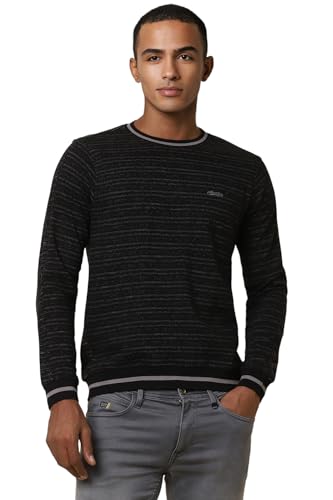 Allen Solly Men's Cotton Classic Pullover Sweater (ALSTARGFE34144_Black - SaumyasStore