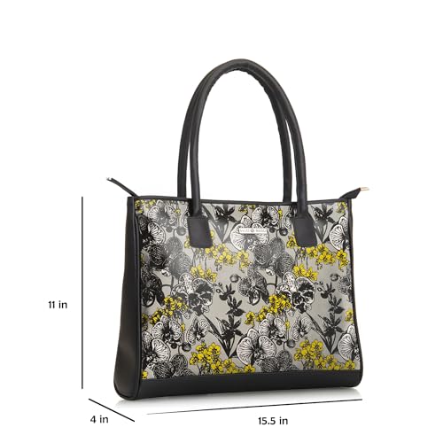 SACCI MUCCI Women's Tote Bag | Tote Bags For Women with Padded Laptop Compartment | Big Shoulder Bag for Office-Orchid (Black) - SaumyasStore