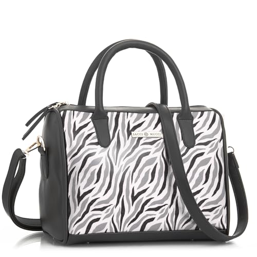 SACCI MUCCI Women's Handbag | Women's Tote Bag | Women's Top-Handle Bags | Women's Satchels | Women's Hobos & Shoulder Bags-Wave Botanical (Black) - SaumyasStore