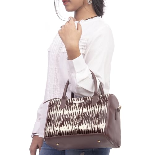 SACCI MUCCI Women's Handbag | Women's Tote Bag | Women's Top-Handle Bags | Women's Satchels | Women's Hobos & Shoulder Bags- Bamboo Tie Dye Print (Brown) - SaumyasStore
