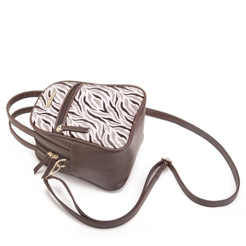 SACCI MUCCI Women's Satchel Bag | Ladies Purse Handbag | Women's Handbag - Wave Botanical (Brown) - SaumyasStore