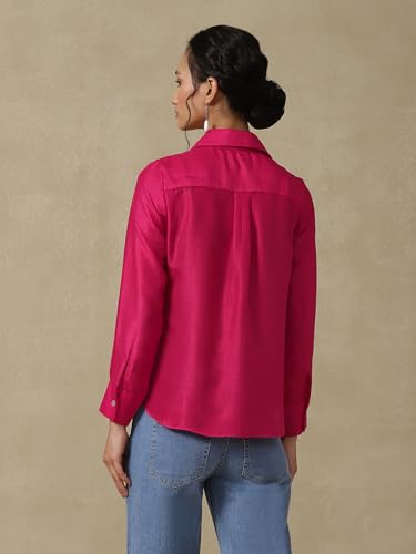 Aarke Ritu Kumar Magenta Solid Shirt - SaumyasStore