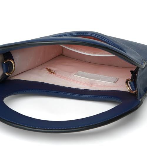 KLEIO Faux Leather Scupltural Shaped Top Handle Handbag with Detachable Sling for Women Ladies (ROYAL BLUE) - SaumyasStore