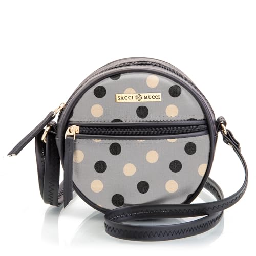 SACCI MUCCI Round Round Sling Bag, Printed Sling Bag For Girls, Crossbody Bag For Women, gifts for women, Shoulder Bag with Strap - Cute Polka (Black) - SaumyasStore