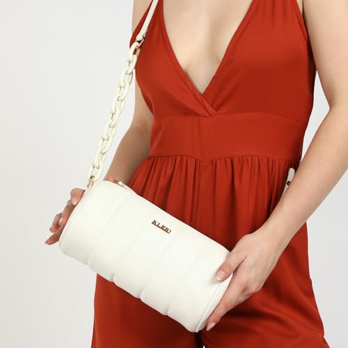 KLEIO Vegan Leather Quilted Crossbody Sling Bag For Women with Zip Closure (White) | Casual Cross body Bag for Girls for Everyday Use | Suitable for Parties, Functions, College & Office - SaumyasStore