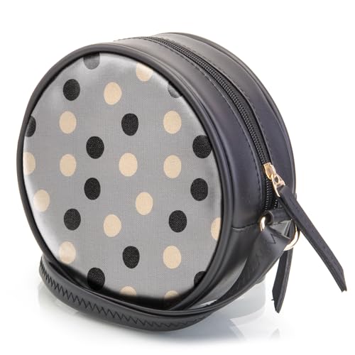 SACCI MUCCI Round Round Sling Bag, Printed Sling Bag For Girls, Crossbody Bag For Women, gifts for women, Shoulder Bag with Strap - Cute Polka (Black) - SaumyasStore