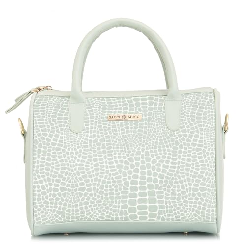 SACCI MUCCI Women's Handbag | Women's Tote Bag | Women's Top-Handle Bags | Women's Satchels | Women's Hobos & Shoulder Bags-Alligator Print (MInt Green) - SaumyasStore