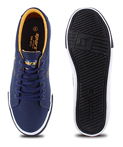 Sparx Men  Navy Blue Golden Yellow Casual Shoes - SaumyasStore