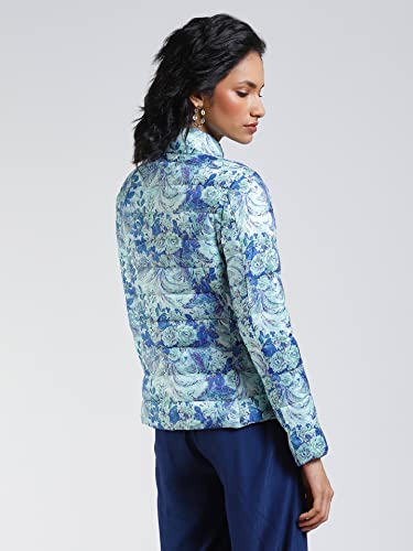 Label RITU KUMAR Women's Floral Regular Jacket JKTDP001N30093749-BLUE-L - SaumyasStore