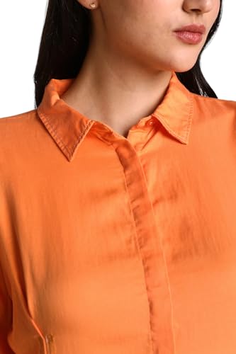 Allen Solly Women's Rayon A-Line Knee-Length Dress (Orange) - SaumyasStore