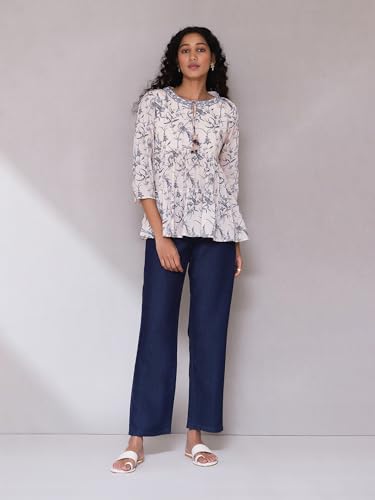Aarke Ritu Kumar Ecru Printed Top - SaumyasStore
