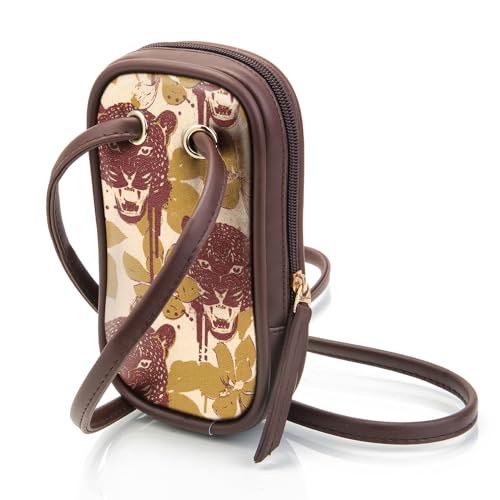 SACCI MUCCI Phone Pouch, Mobile Bag, Women's Wallet Sling Crossbody Bag for Mobile Cell Phone, Crossbody Phone Bag - Wild Print (Brown) - SaumyasStore