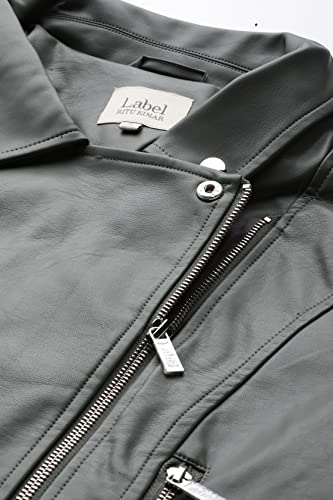 Label RITU KUMAR Sage Green Biker Jacket - SaumyasStore