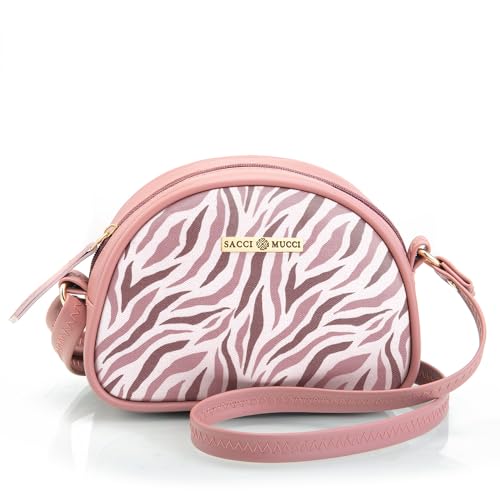 SACCI MUCCI Printed Handcrafted Crossbody Rainbow sling bag, Sling Bag for Women Ladies Single Shoulder Bag - Wave Botanical (Blush) - SaumyasStore