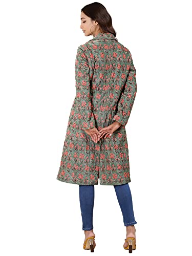 Ritu Kumar Green Printed Velvet Jacket - SaumyasStore