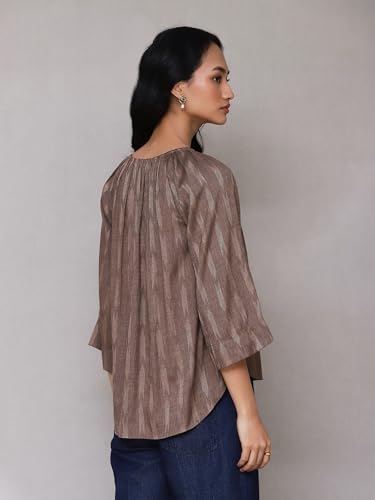 Aarke Ritu Kumar Brown Embroidered Ikat Top - SaumyasStore
