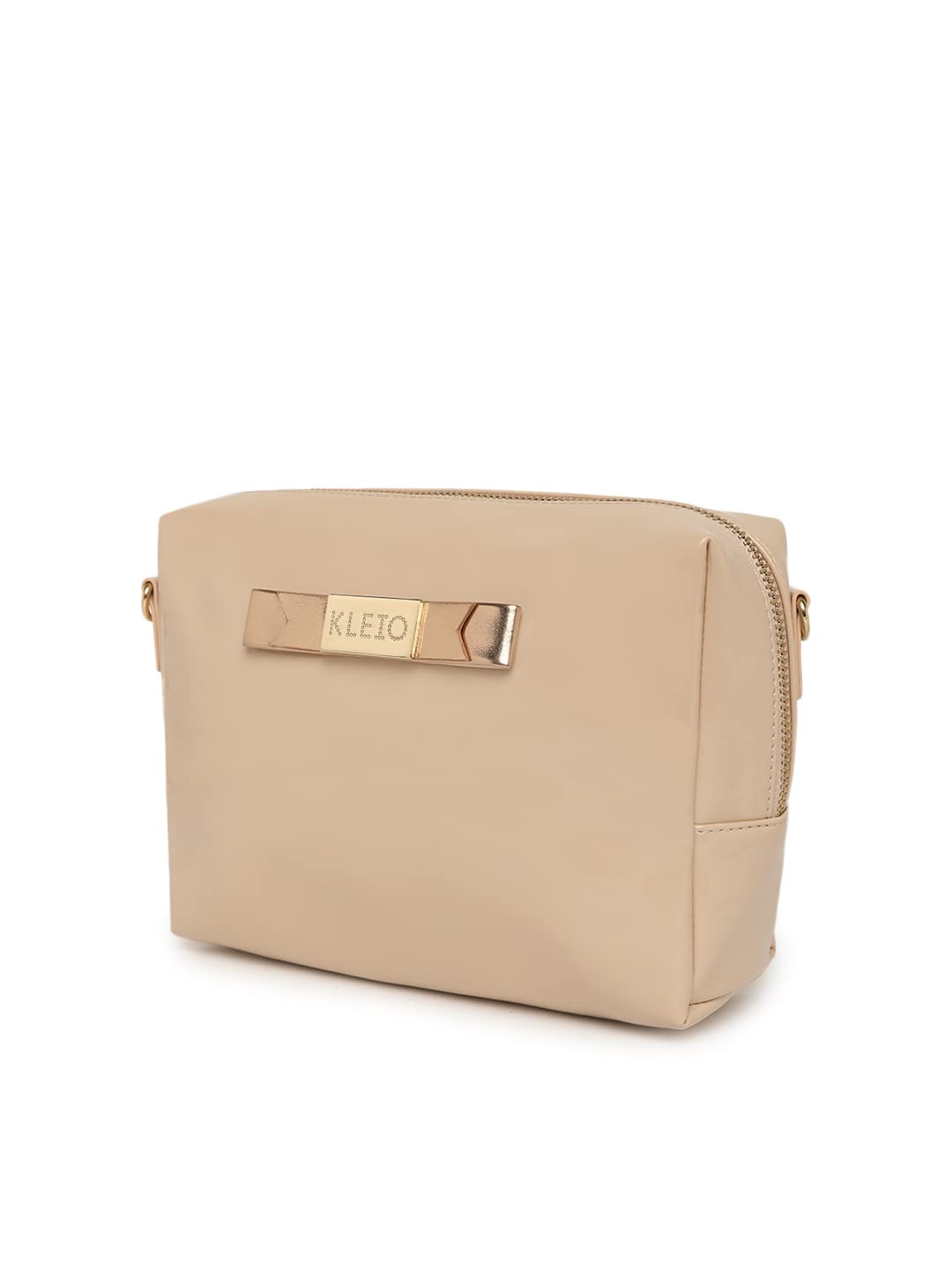 KLEIO Patent PU Leather Sling Crossbody Pouch for Women and Girls (HO8061KL-CR)(CREAM) - SaumyasStore