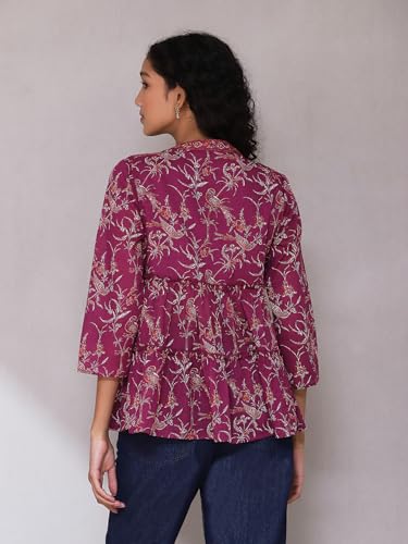 Aarke Ritu Kumar Purple Printed Top - SaumyasStore