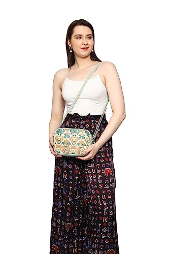 SACCI MUCCI Sling Bag for Girls/Womens Handbag | Side bag | Shoulder bag| Sling Handbag | Stylish Side Shoulder Crossbody Bags For Girls - Damask (Mint Green) - SaumyasStore