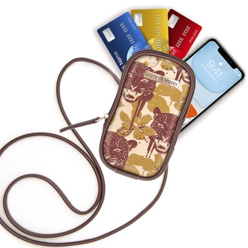 SACCI MUCCI Phone Pouch, Mobile Bag, Women's Wallet Sling Crossbody Bag for Mobile Cell Phone, Crossbody Phone Bag - Wild Print (Brown) - SaumyasStore