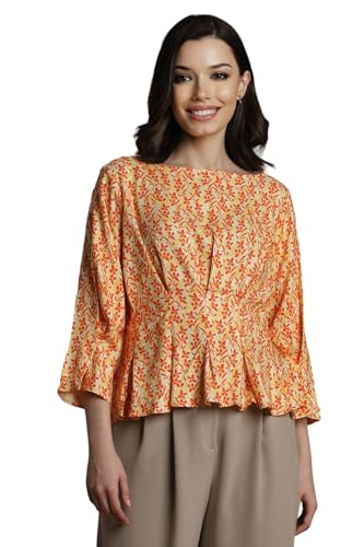 Allen Solly Women's Regular Fit Blouse (Orange) - SaumyasStore