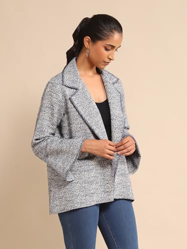 Ritu Kumar Blue Cotton Jacquard Jacket - SaumyasStore